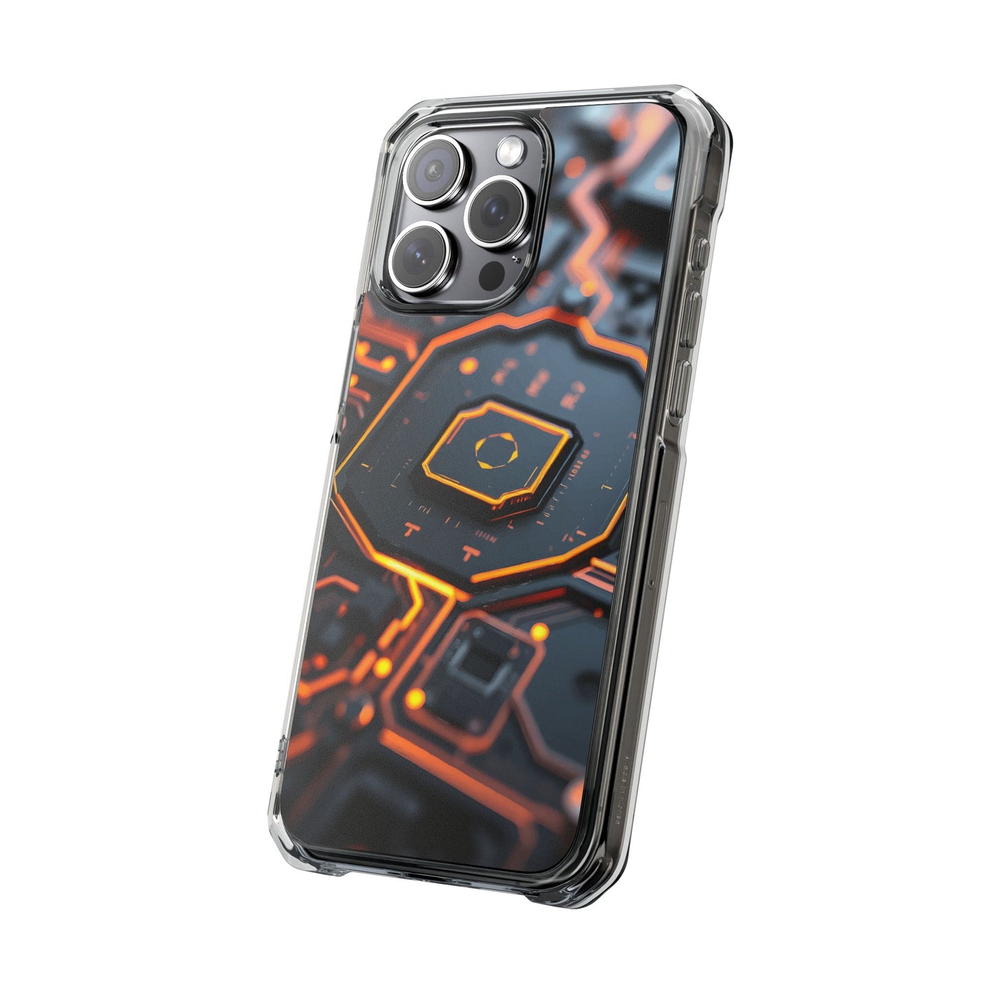 Futuristic Magnetic Phone Case, Clear Impact Case, Stylish Tech Accessory, Gifts for Tech Enthusiasts, Unique Phone Cover