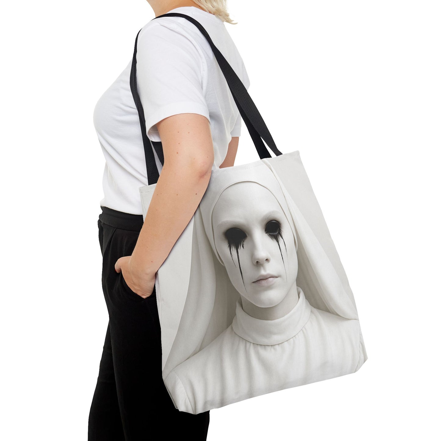 Eerie Art Tote Bag, Creepy Canvas Bag, Gothic Handbag, Unique Gift for Halloween, Spooky Decor, Horror Lover Accessories