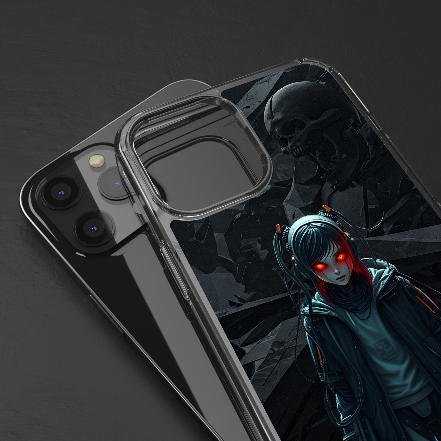 Futuristic Clear Phone Case with Cyberpunk Design - Edgy and Stylish