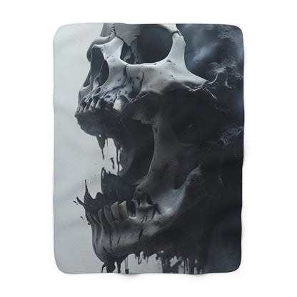 Gothic Skull Sherpa Fleece Blanket - Cozy Aesthetic Home Decor