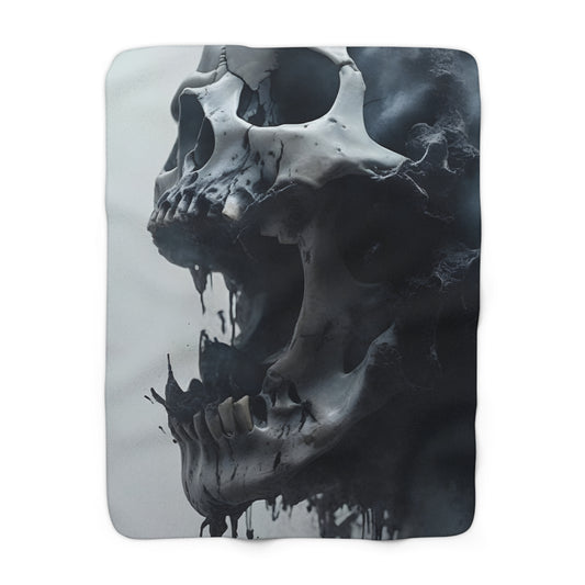 Gothic Skull Sherpa Fleece Blanket - Cozy Aesthetic Home Decor