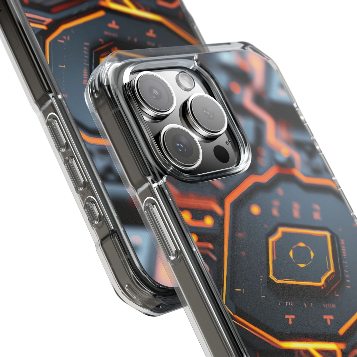 Futuristic Magnetic Phone Case, Clear Impact Case, Stylish Tech Accessory, Gifts for Tech Enthusiasts, Unique Phone Cover