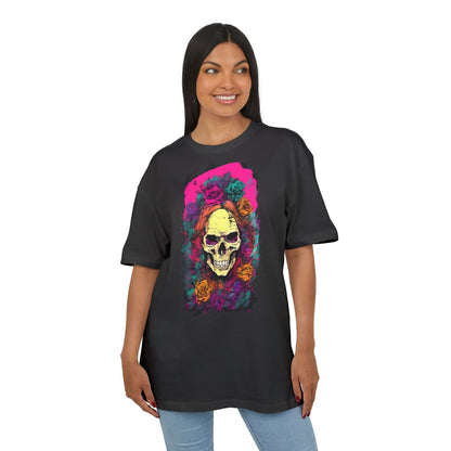 Skull Floral Oversize Tee - Graphic T-Shirt for Halloween, Festival Wear, Unisex Casual, Unique Gift