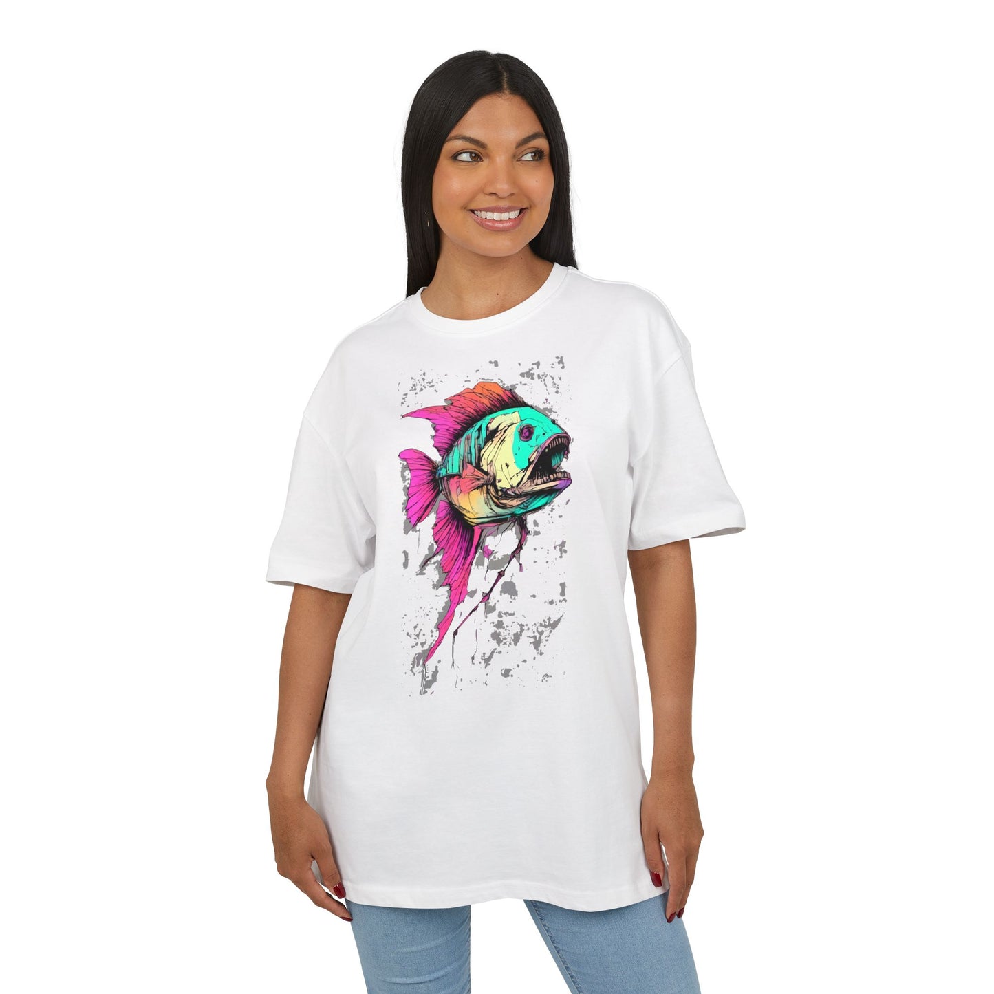 Vibrant Fish Graphic Tee for Casual Style, Summer Wear, Beach Vibes, Gift for Fishing Enthusiasts, Unique Unisex Heavy Oversize Tee