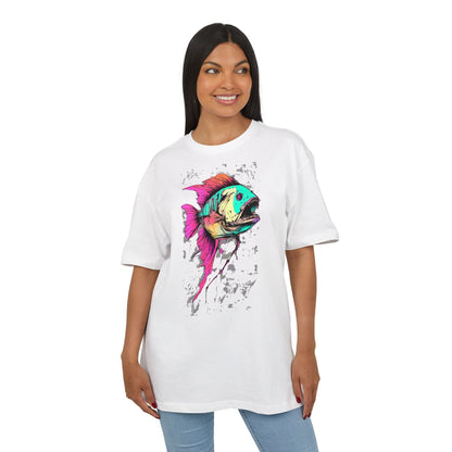 Vibrant Fish Graphic Tee for Casual Style, Summer Wear, Beach Vibes, Gift for Fishing Enthusiasts, Unique Unisex Heavy Oversize Tee