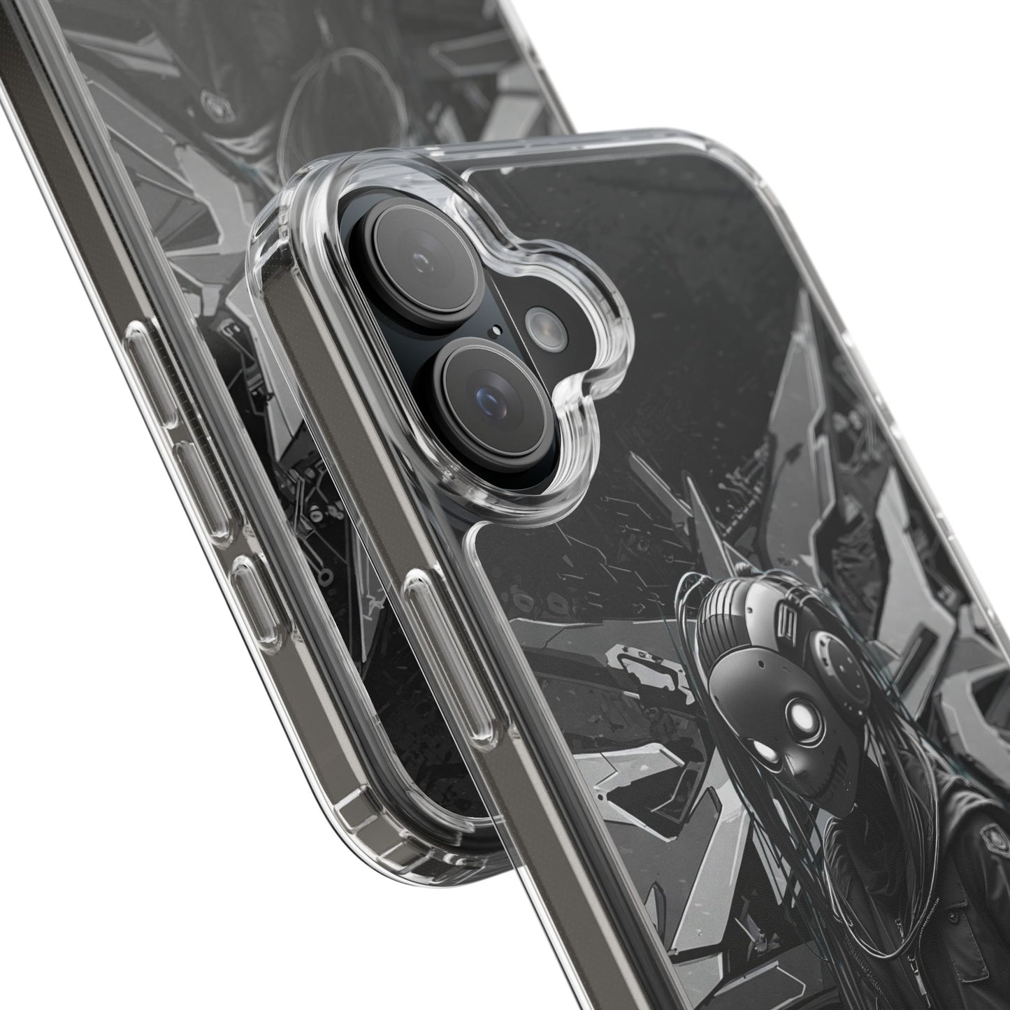 Anime-Inspired Clear Phone Case - Edgy Streetwear Style