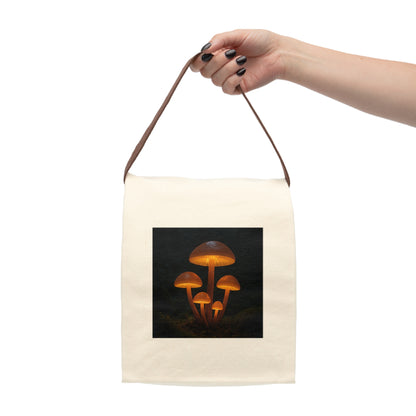 Glowing Mushroom Canvas Lunch Bag, Eco-Friendly Tote, Kids Lunchbox, Gift for Nature Lovers, Unique Snack Bag, Sustainable Gifts