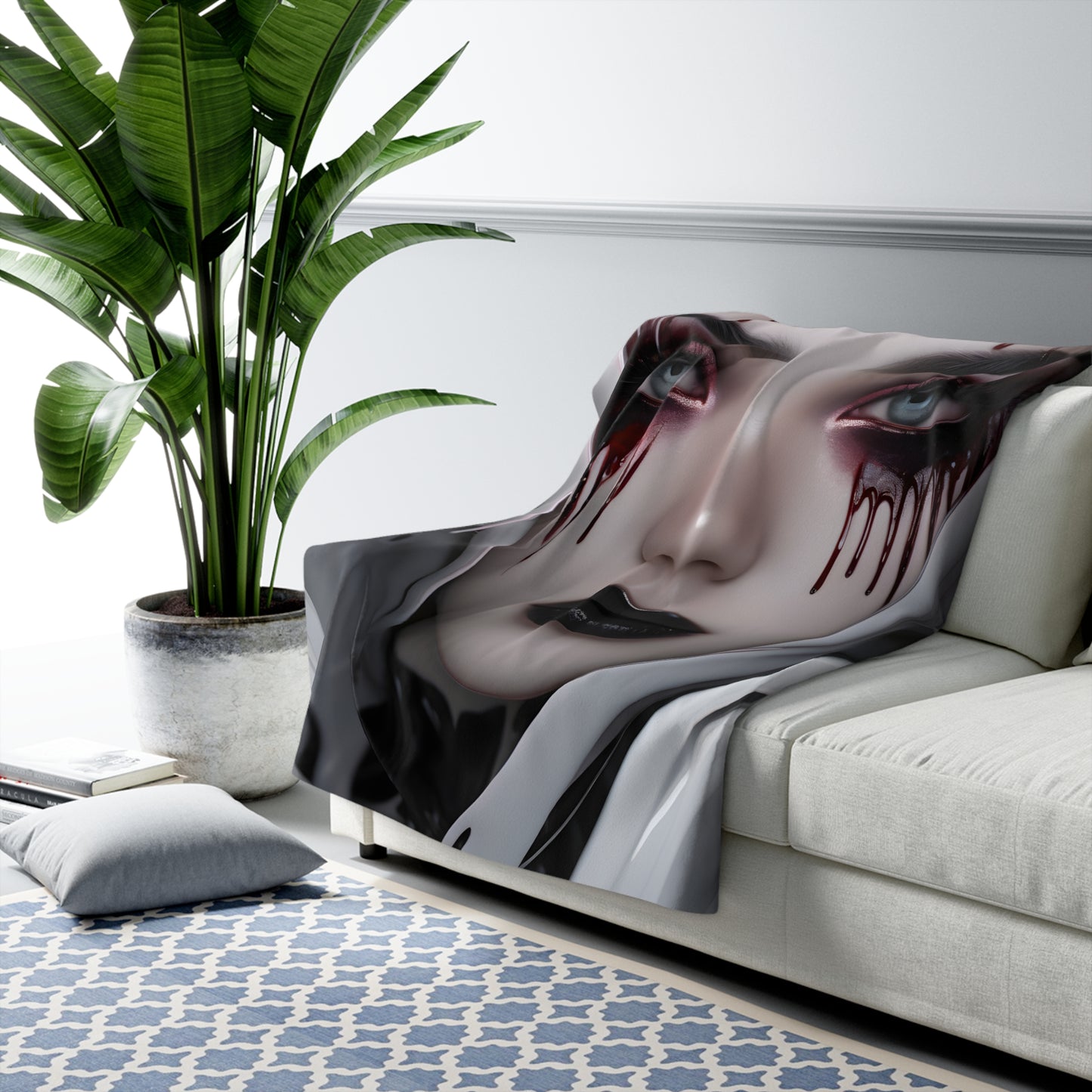 Sherpa Fleece Blanket with Dark Horror Gothic Design