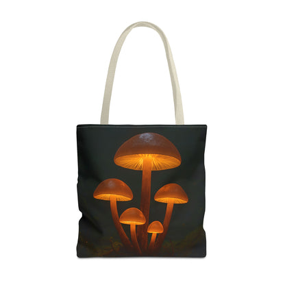 Illuminating Mushroom Tote Bag, Eco-Friendly Grocery Bag, Boho Chic Canvas Purse, Gift for Nature Lovers, Festival Tote
