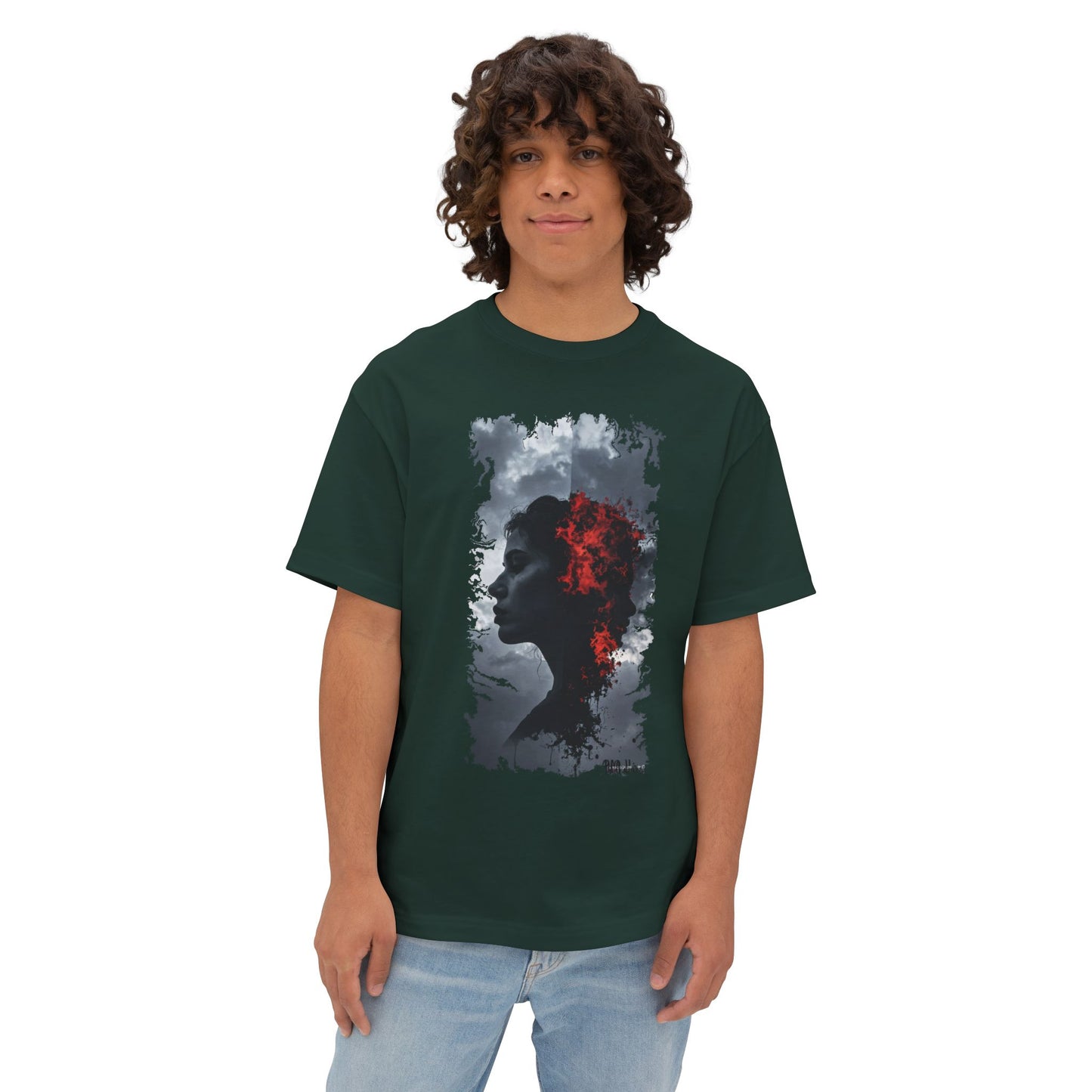 Stylish Oversized Boxy Tee with Artistic Profile Design, Casual Streetwear, Graphic T-shirt, Gift for Art Lovers, Everyday Comfort