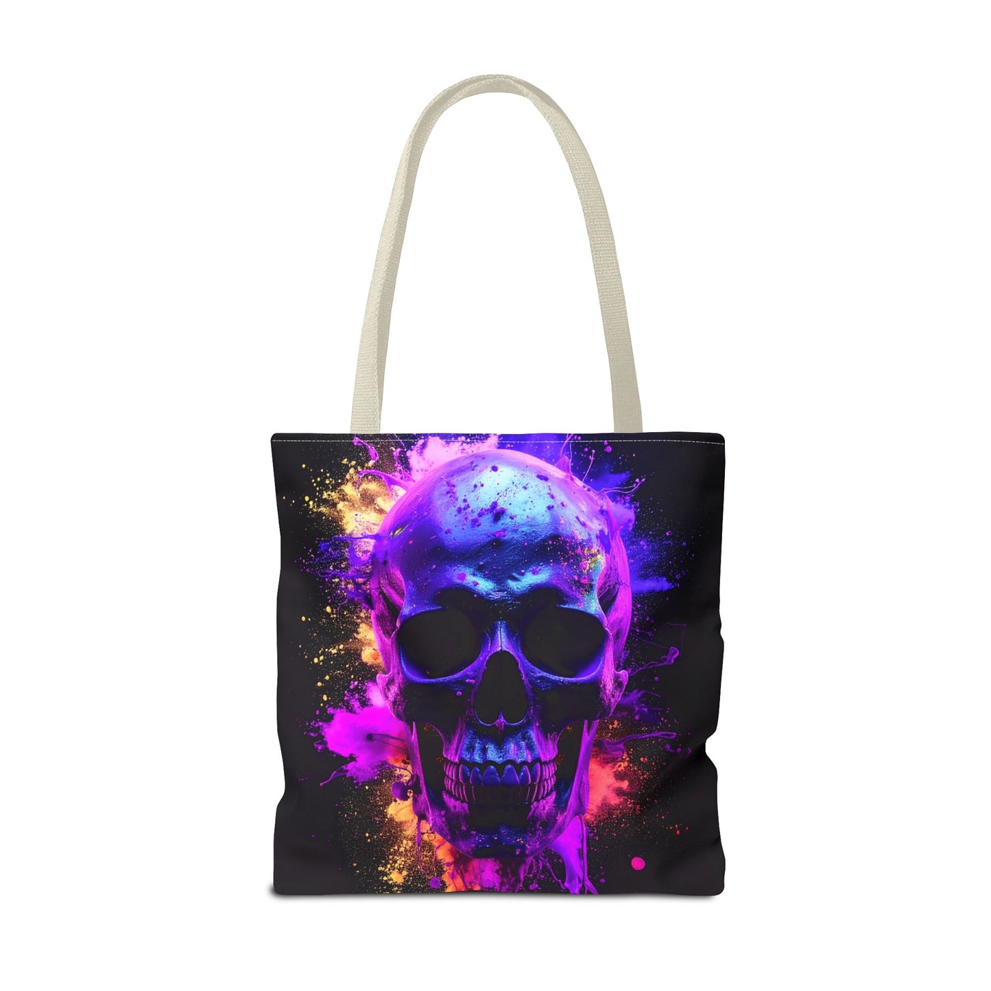 Skull Art Tote Bag, Stylish Shopping Tote, Colorful Beach Bag, Halloween Gift, Edgy Urban Accessory