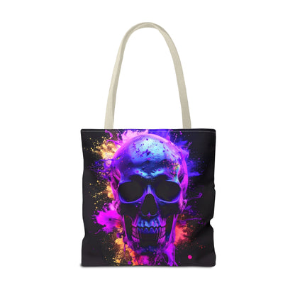 Skull Art Tote Bag, Stylish Shopping Tote, Colorful Beach Bag, Halloween Gift, Edgy Urban Accessory