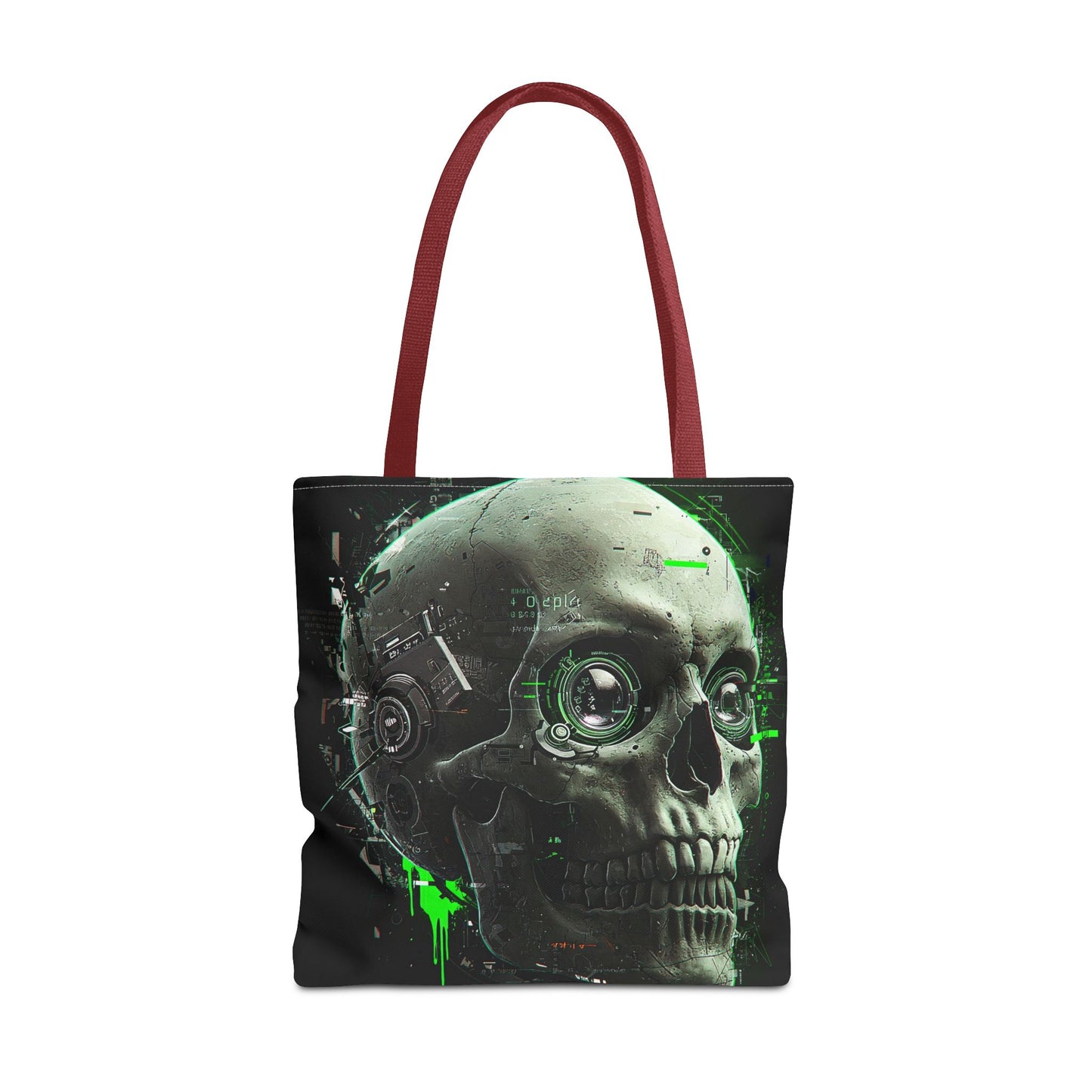 Futuristic Skull Tote Bag, Eco-Friendly Shopping Bag, Graphic Tote, Halloween Gift, Unique Art Bag, Stylish Carryall, Gift for Nerds