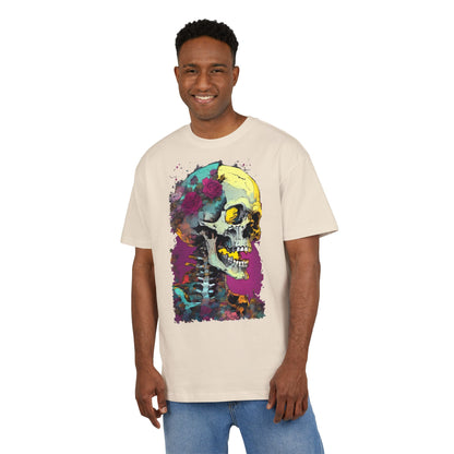 Colorful Skull Oversize Tee, Unisex Graphic Shirt, Edgy Streetwear, Casual Summer Top, Halloween Costume, Gift for Art Lovers