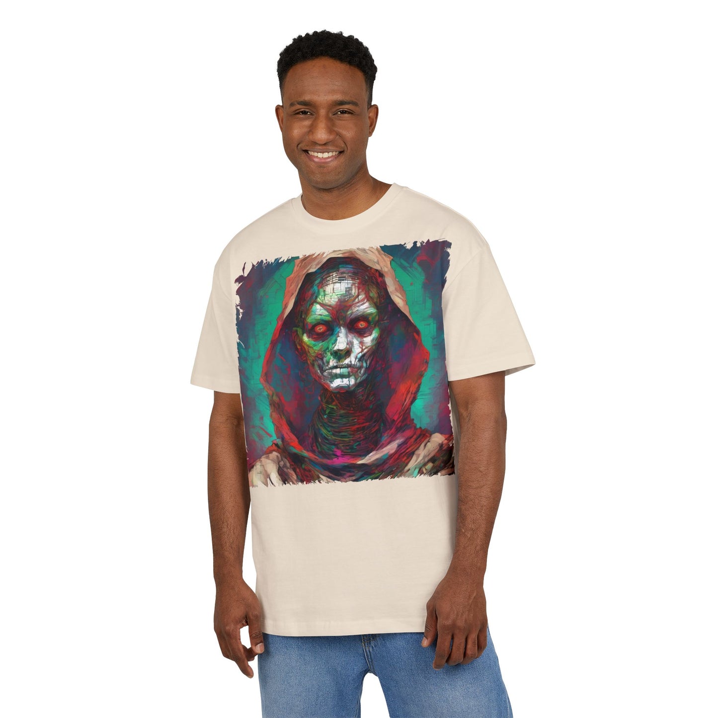 Eerie Oversize Tee, Unisex Graphic Shirt for Horror Lovers, Streetwear, Unique Gift for Halloween, Casual Wear, Art Tee