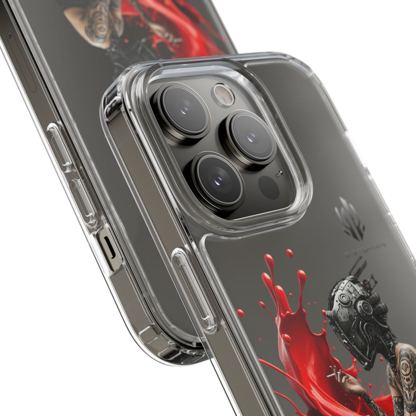 Dystopian Art Clear Phone Case - Futuristic Style with Bold Design