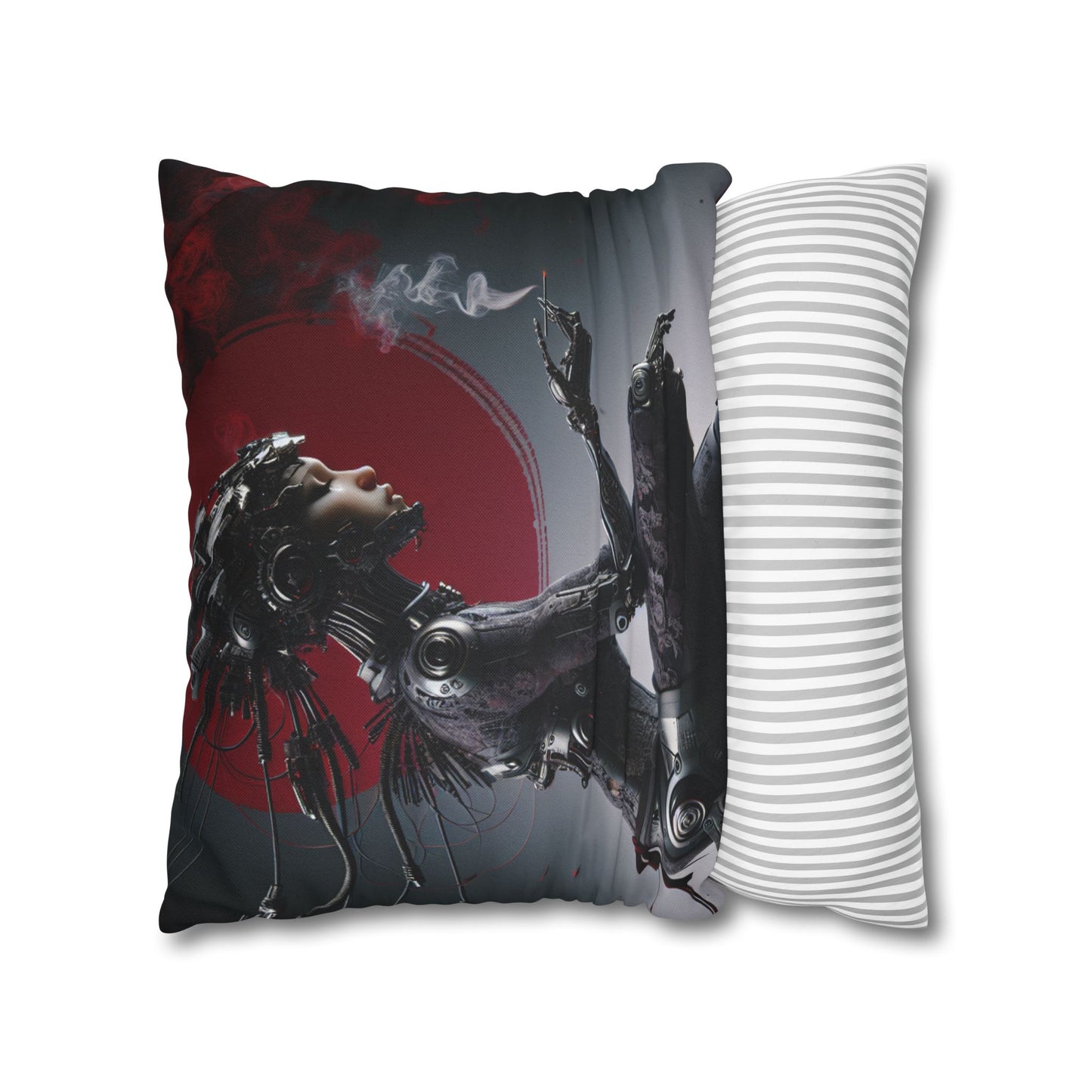 Futuristic Robot Love Pillowcase, Cyberpunk Decor, Gift for Tech Lovers, Modern Home Accent, Unique Housewarming Present