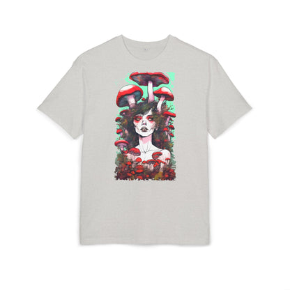 Mystical Mushroom Art Oversize Tee | Unisex Heavy Tee, Boho Style Shirt, Nature Lover Gift, Festival Wear, Graphic Tee, Eco-Friendly Fashion