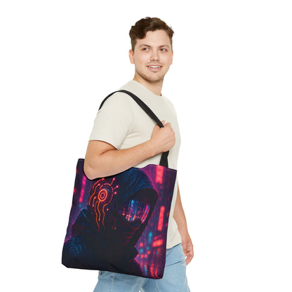 Futuristic Cyberpunk Tote Bag, Unique AOP Bag for Tech Lovers, Stylish Everyday Tote, Gift for Gamers, Sci-Fi Enthusiasts