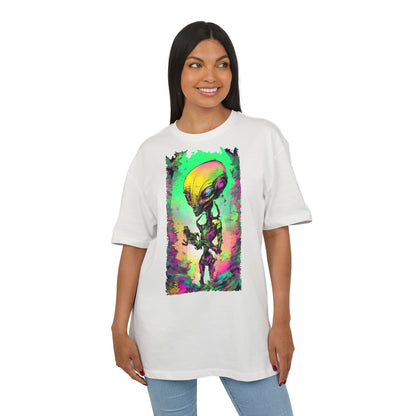Cosmic Alien Art Tee - Unisex Heavy Oversize Tee, Retro Space Vibe Shirt, Gift for Sci-Fi Lovers, Casual Wear, Unique Graphic T-Shirt