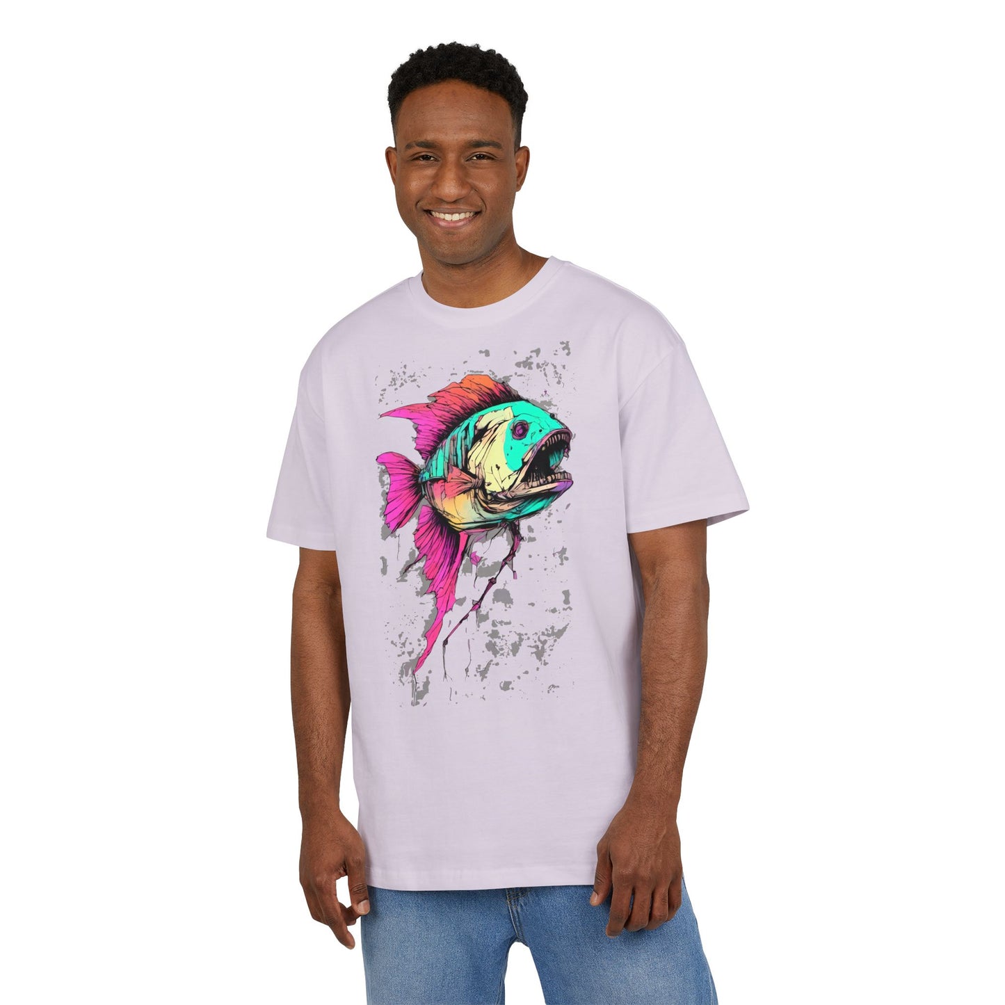 Vibrant Fish Graphic Tee for Casual Style, Summer Wear, Beach Vibes, Gift for Fishing Enthusiasts, Unique Unisex Heavy Oversize Tee