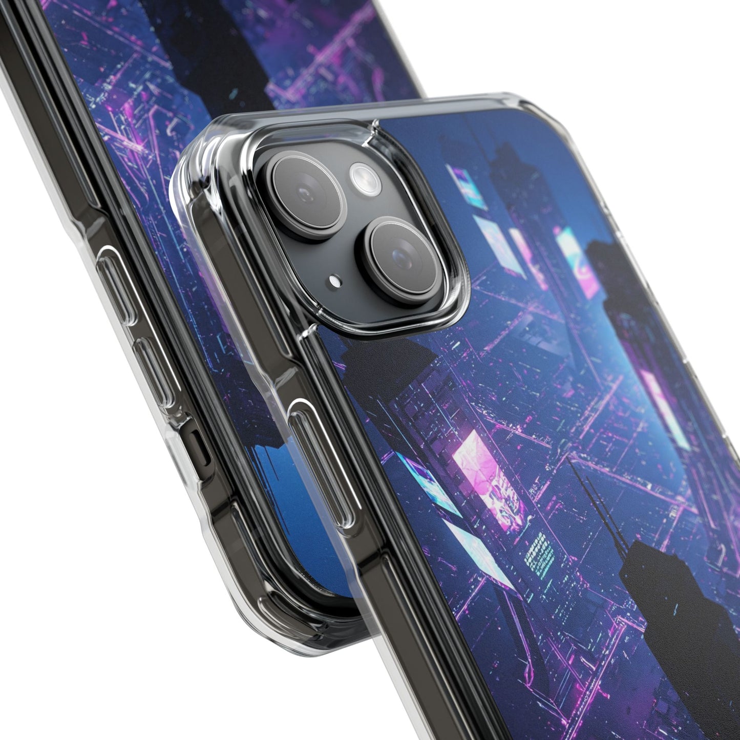 Futuristic Cityscape Phone Case, Customizable Clear Impact Case, Gift for Tech Lovers, Unique Phone Accessory, Aesthetic Cell Phone Cover
