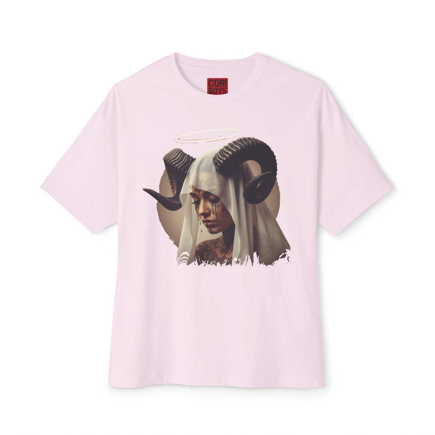 Mystical Ram Graphic Tee, Unisex Oversized Boxy Tee, Statement T-Shirt, Boho Chic Shirt, Art-Inspired Fashion, Comfortable Everyday Wear