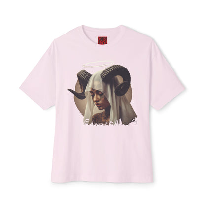 Mystical Ram Graphic Tee, Unisex Oversized Boxy Tee, Statement T-Shirt, Boho Chic Shirt, Art-Inspired Fashion, Comfortable Everyday Wear