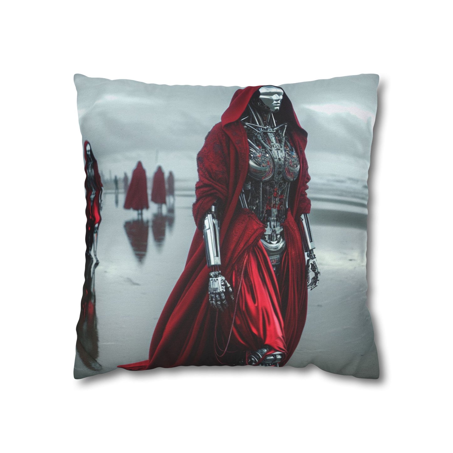 Futuristic Robot Art Pillowcase, Decorative Cushion Cover, Modern Home Decor, Gift for Sci-Fi Lovers, Unique Throw Pillow