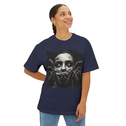 Eerie Spider Graphic Unisex Boxy Tee, Creepy Shirt for Halloween, Casual Wear, Street Fashion, Unique Gift for Spooky Season