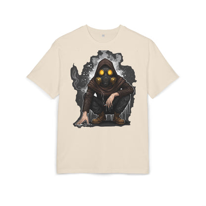 Gothic Gas Mask Unisex Heavy Oversize Tee, Streetwear Graphic Tee, Casual T-Shirt, Halloween Costume Top, Unique Gift Idea