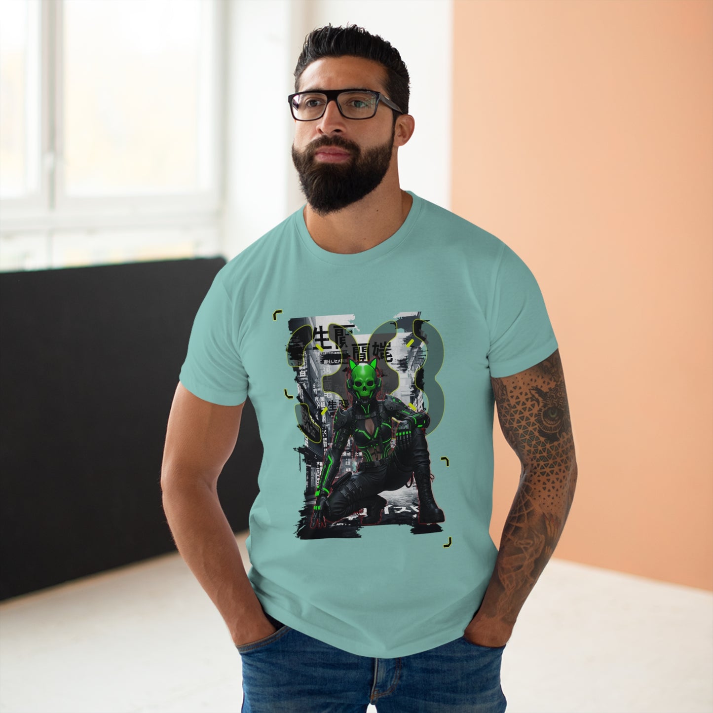 Cyberpunk Graphic Tee, Futuristic T-Shirt, Unisex Casual Wear, Unique Gift for Gamers, Trendy Streetwear, Sci-Fi Clothing