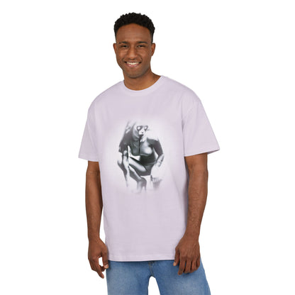Stylish Unisex Heavy Oversize Tee with Artistic Graphic - Horror Design