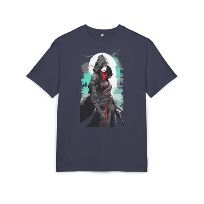 Hooded Warrior Oversize Tee | Unisex Graphic Shirt | Comfortable Casual Wear | Perfect for Comic Con, Gift for Gamers, Streetwear Fashion