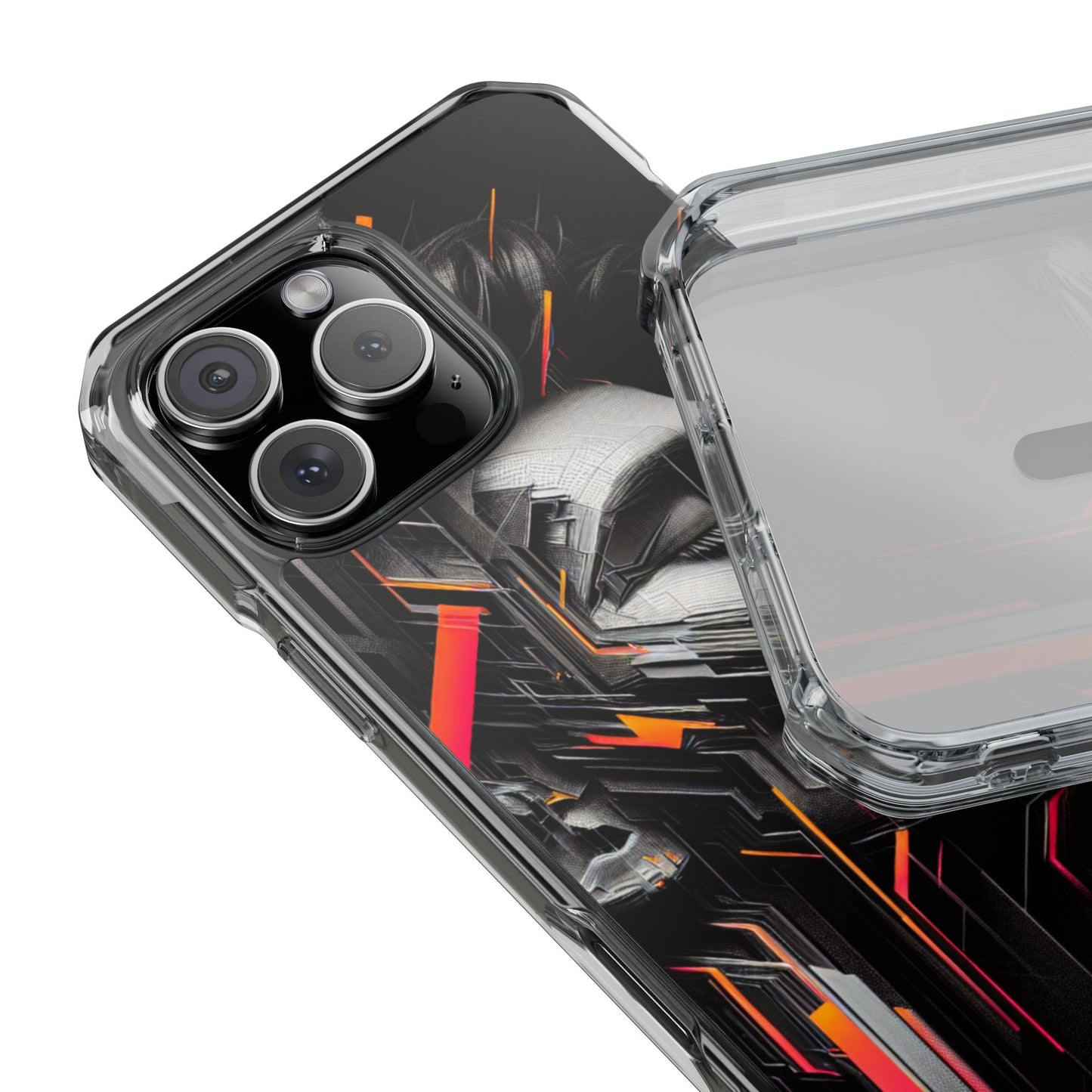Magnetic Clear Impact Cases with Abstract Graphic, Stylish Phone Protection, Modern Gift for Tech Lovers, Unique Case