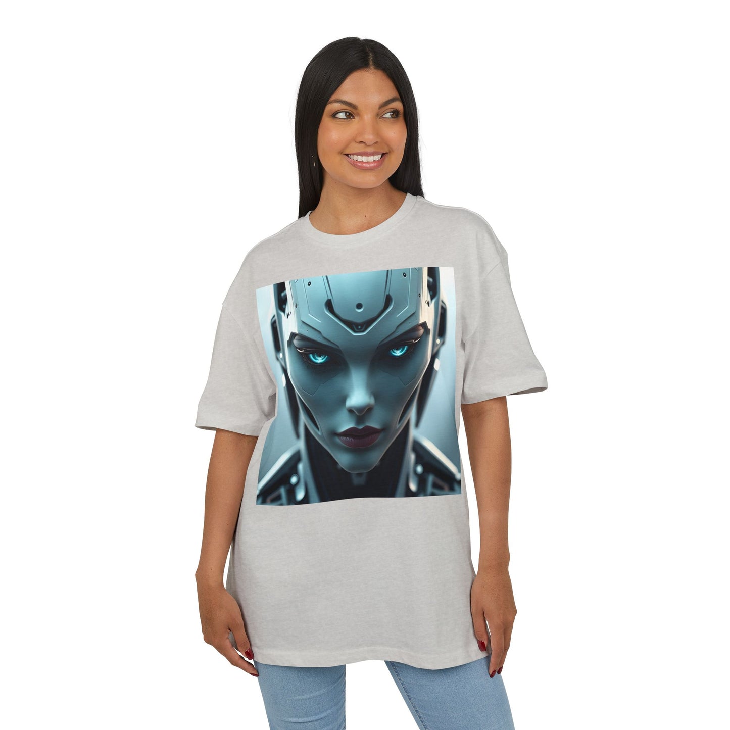Futuristic Robot Oversize Tee, Cyberpunk Fashion, Unisex Graphic T-Shirt, Tech-Inspired Apparel, Unique Gift for Geeks