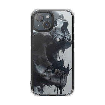Unique Skull Design Magnetic Clear Impact Cases, Skull Phone Cases, Gothic Accessories, Halloween Gifts, Edgy Mobile Covers