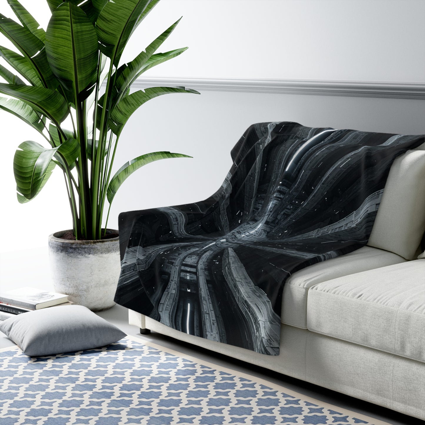 Futuristic Sherpa Fleece Blanket for Cozy Nights