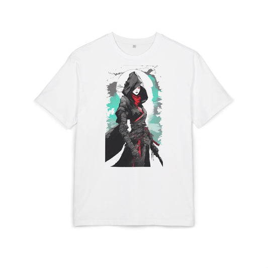 Hooded Warrior Oversize Tee | Unisex Graphic Shirt | Comfortable Casual Wear | Perfect for Comic Con, Gift for Gamers, Streetwear Fashion