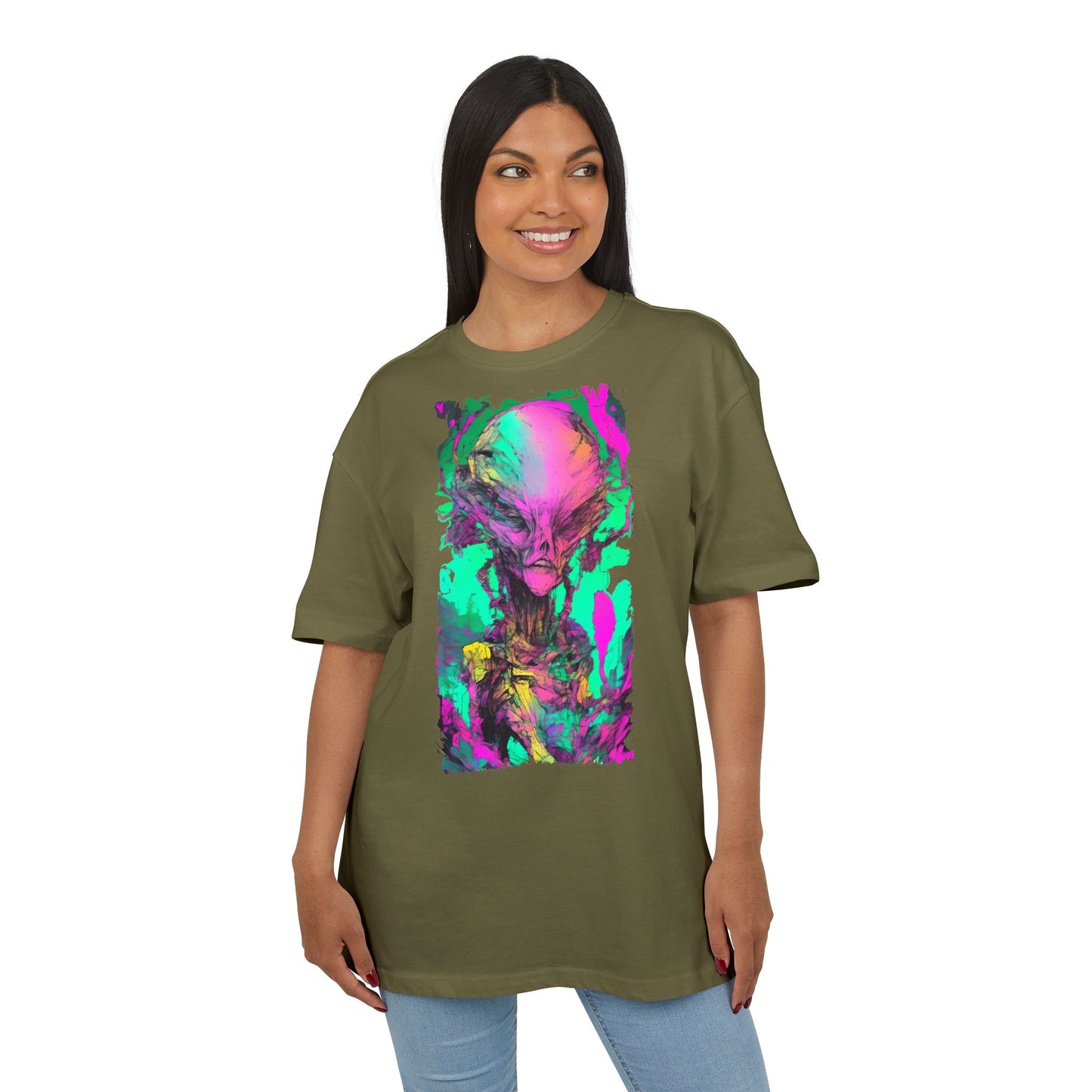 Alien Art Unisex Oversize Tee, Graphic Tee, Casual Style, Streetwear, Unique Gift, Statement Piece