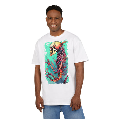 Colorful Skeleton Art Unisex Heavy Oversize Tee | Graphic Tee, Skeleton Shirt, Artsy Gift, Halloween Apparel, Trendy Streetwear