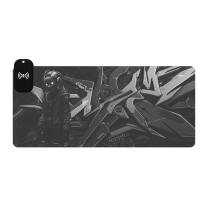 LED Gaming Mouse Pad with Wireless Charging - Cyberpunk Design, Perfect for Gamers