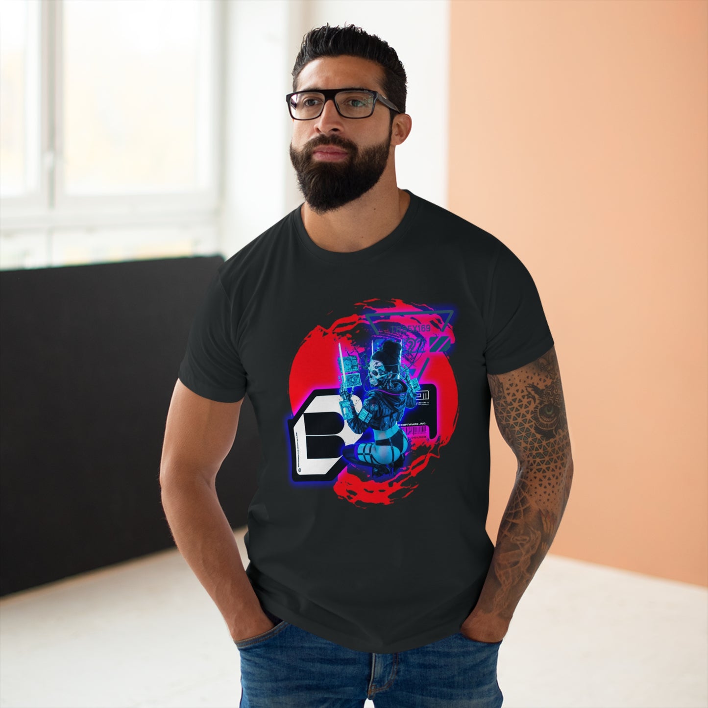 Futuristic Graphic Tee, Urban Outfit, Cyberpunk Style T-shirt, Men's Streetwear, Casual Wear, Gift for Tech Lovers