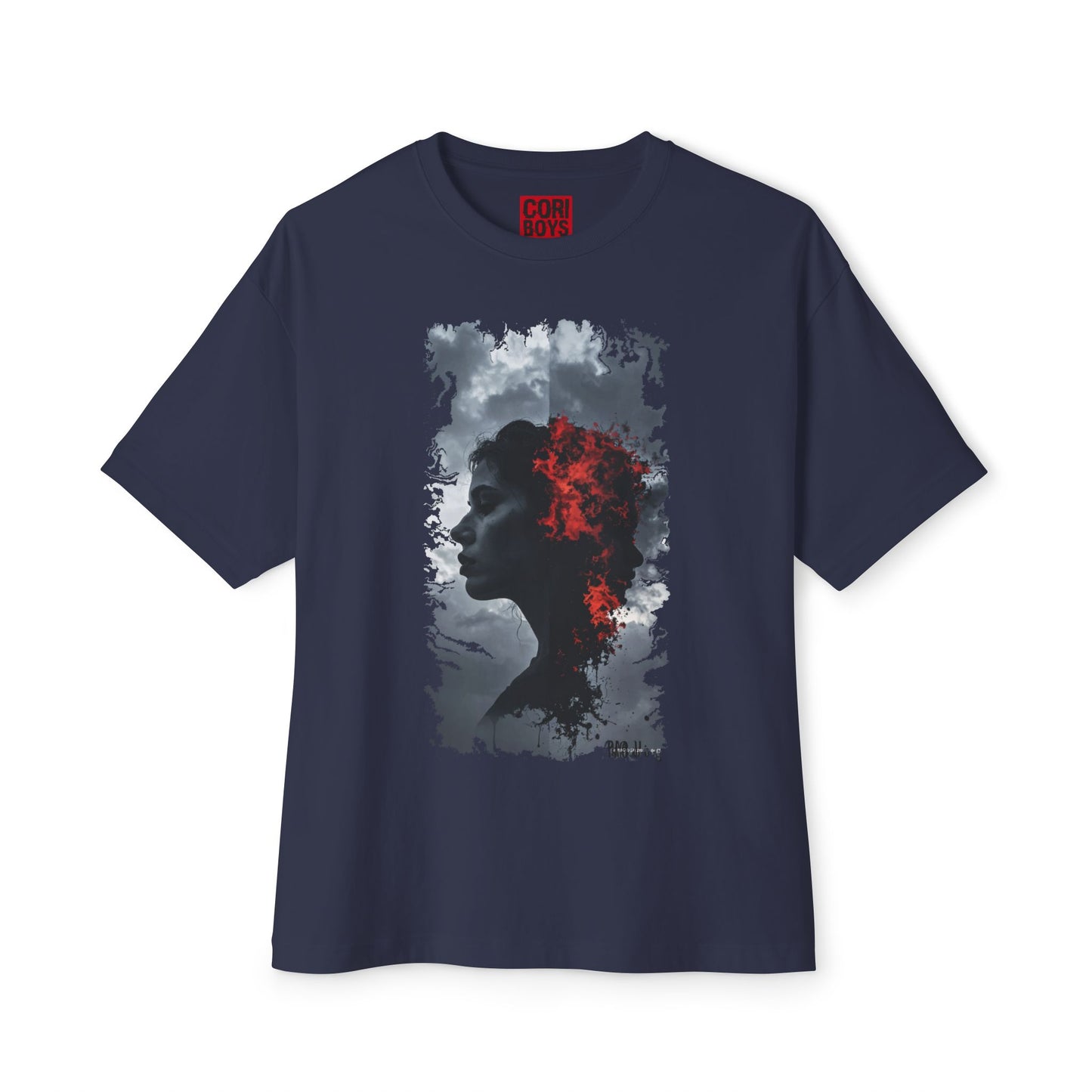 Stylish Oversized Boxy Tee with Artistic Profile Design, Casual Streetwear, Graphic T-shirt, Gift for Art Lovers, Everyday Comfort