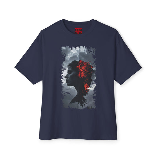 Stylish Oversized Boxy Tee with Artistic Profile Design, Casual Streetwear, Graphic T-shirt, Gift for Art Lovers, Everyday Comfort