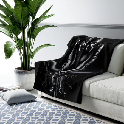Sherpa Fleece Blanket with Dark Cyber Horror Design