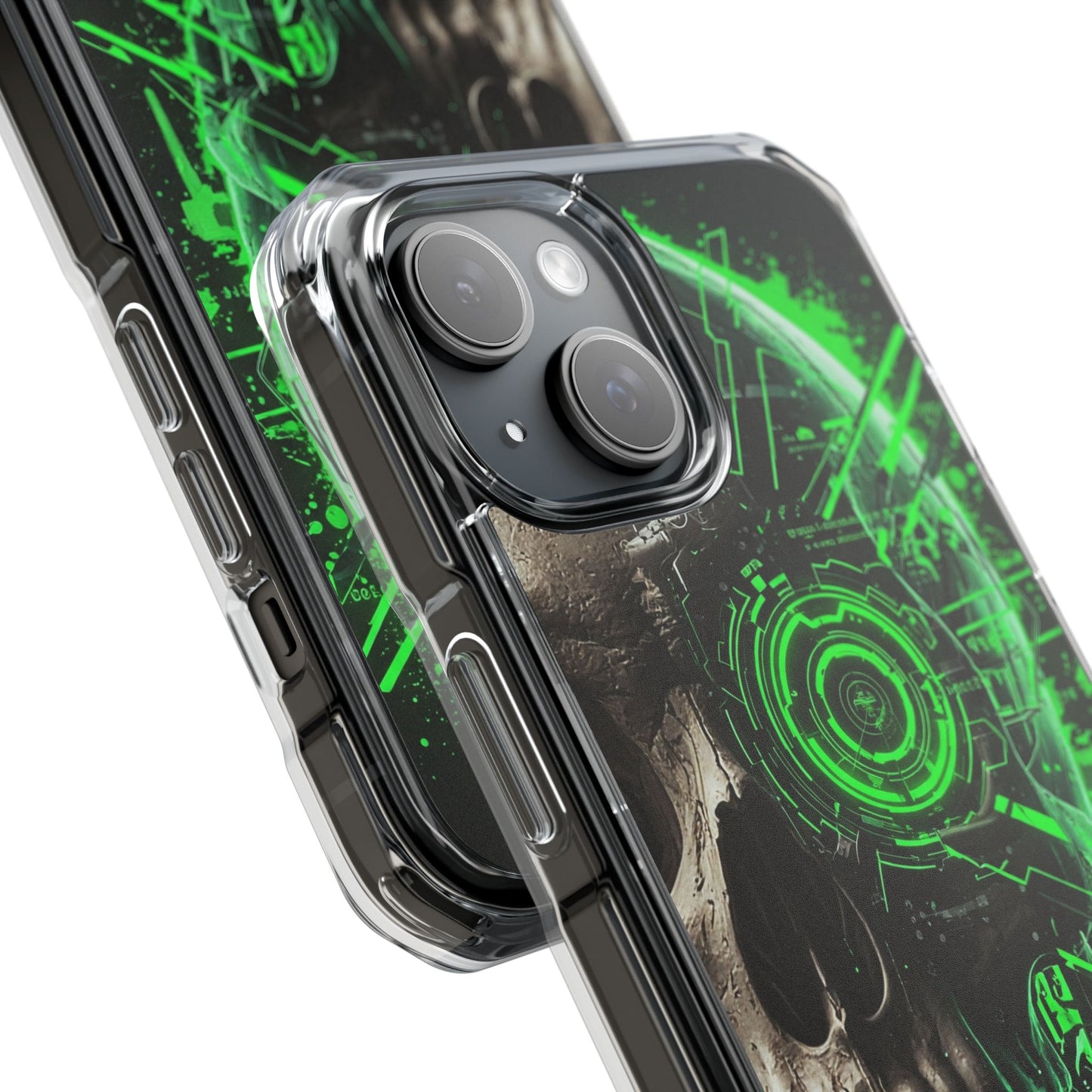 Skull Graphic Phone Case - Magnetic Clear Impact Cases, Skull Design, Unique Phone Protection, Edgy Gift for Tech Lovers