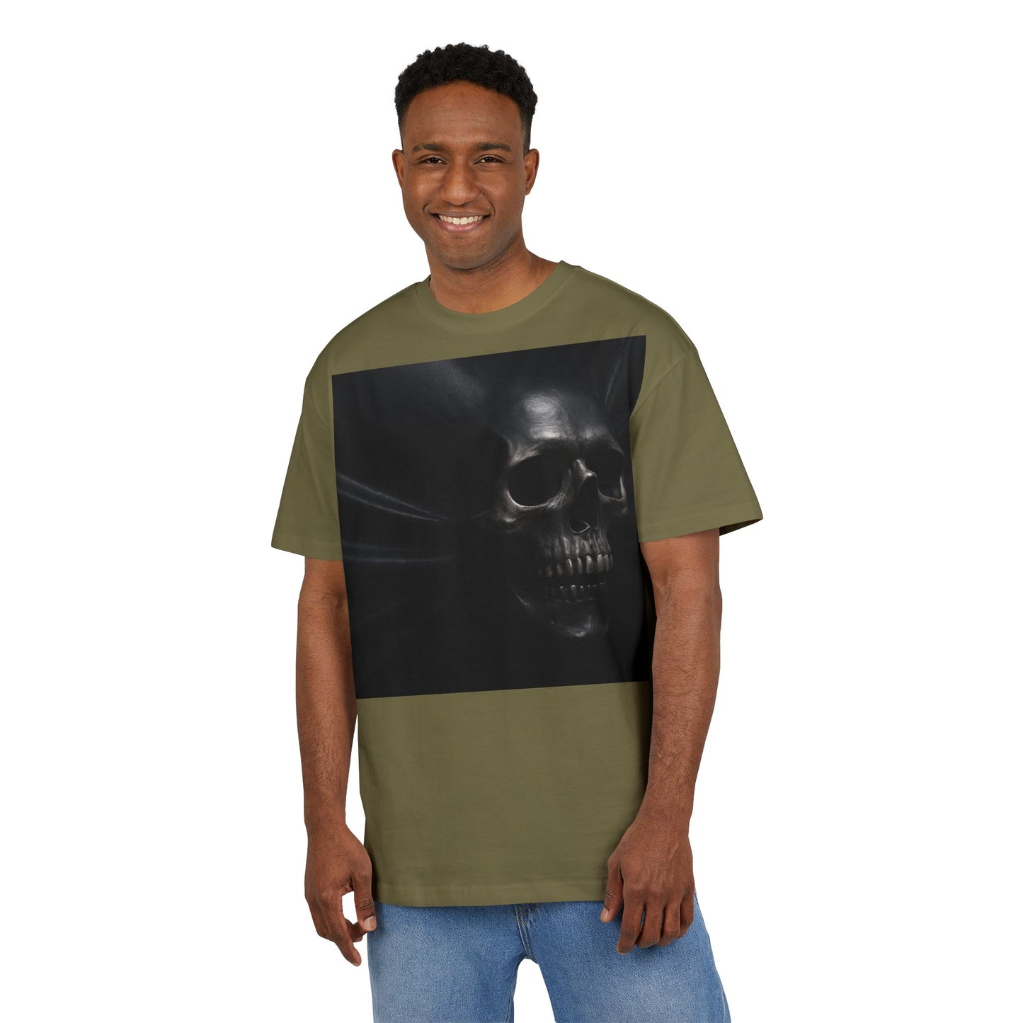 Skull Graphic Oversized Tee - Unisex Heavy Tee for Casual Wear, Street Style, Halloween Attire, Gift for Friends, Unique Art Tee