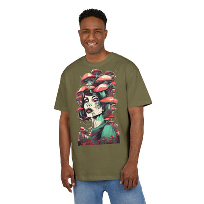 Mushroom Woman Oversized Tee, Bohemian Graphic T-Shirt, Unique Art Tee, Festival Wear, Streetwear Style Top