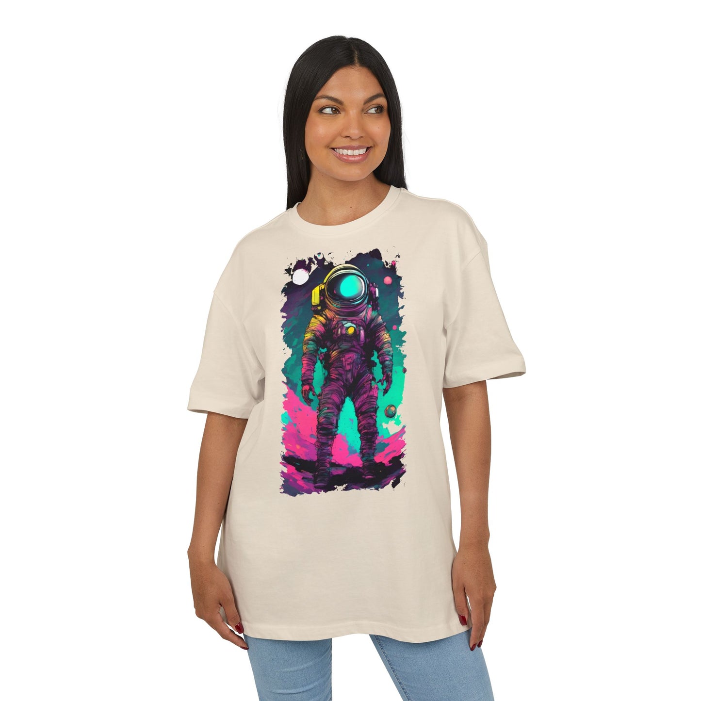Cosmic Astronaut Tee, Unisex Oversize Tee, Space Graphic Shirt, Retro Astronaut T-Shirt, Gift for Space Lovers, Unique Graphic Tee